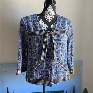 CAbi Blue and Black Textured Blazer